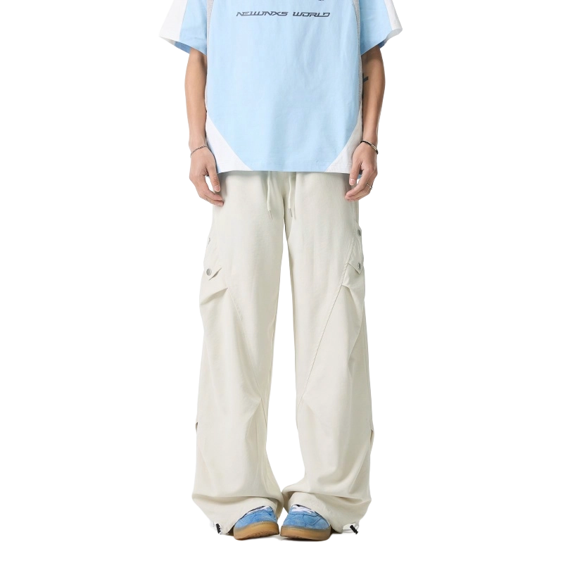 颂希尔 美式宽松直筒纯色百搭双边大口袋设计休闲裤 男女同款