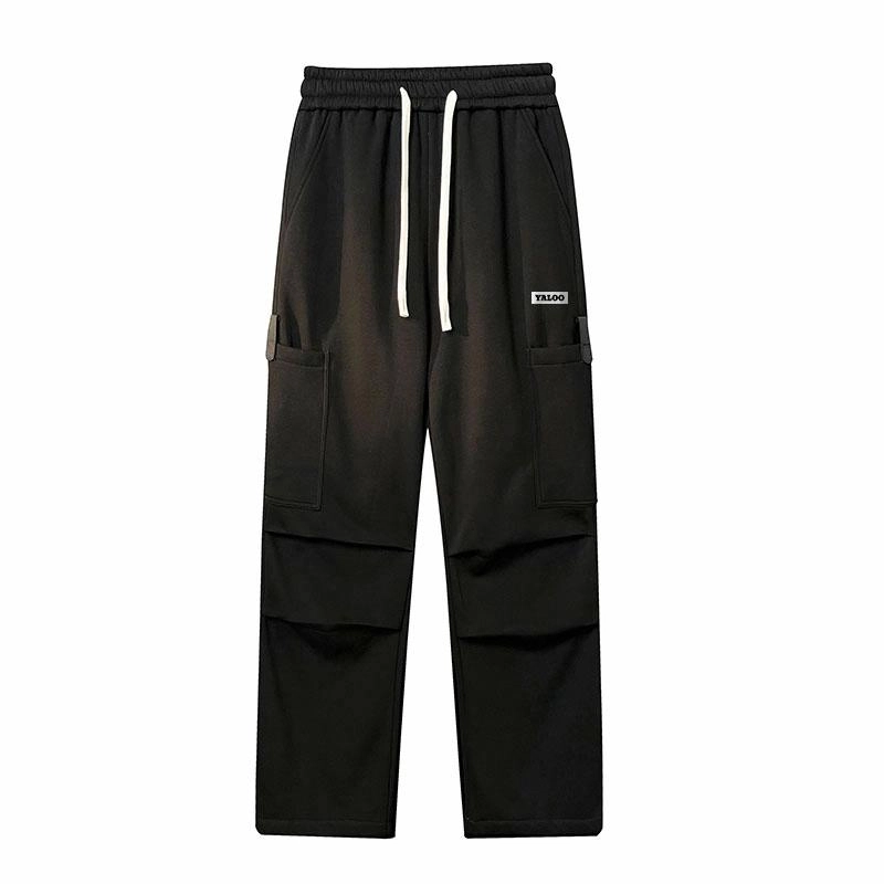 雅鹿 加绒加厚纯色休闲防寒防风宽松显高直筒机能中腰户外运动棉裤 男女同款