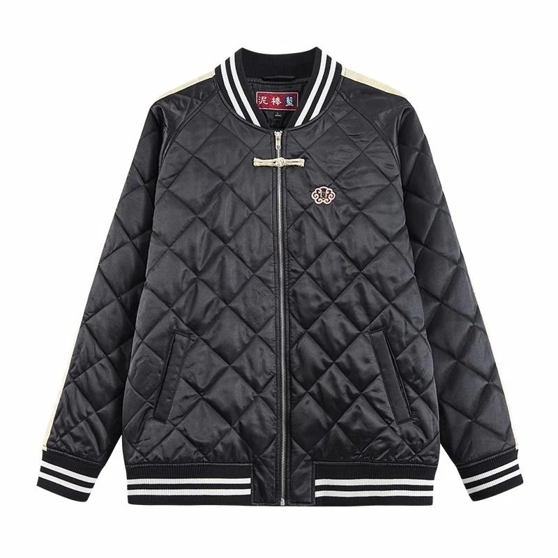 鬼洗 虎贵有鱼锦缎菱形棉横须贺棉服 男款