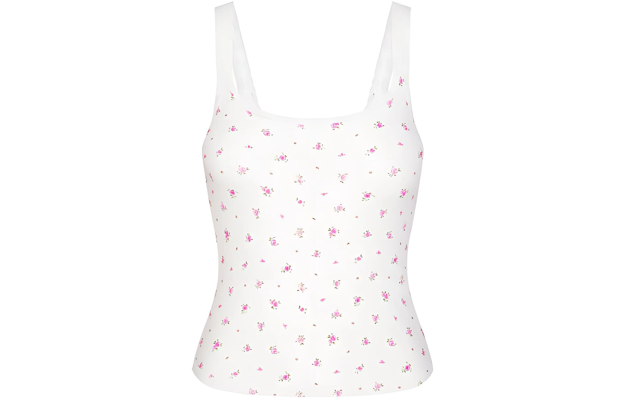 SKIMS SOFT LOUNGE LACE TANK NEON ORCHID ROSE PRINT