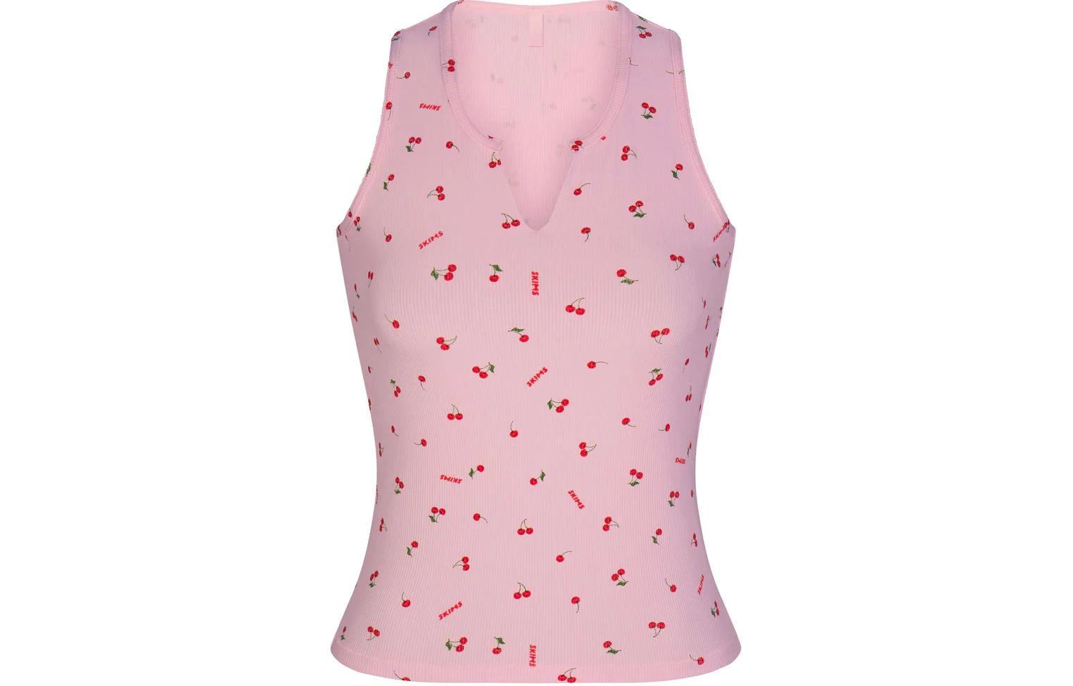 SKIMS SOFT LOUNGE SPLIT NECK TANK CHERRY BLOSSOM PRINT