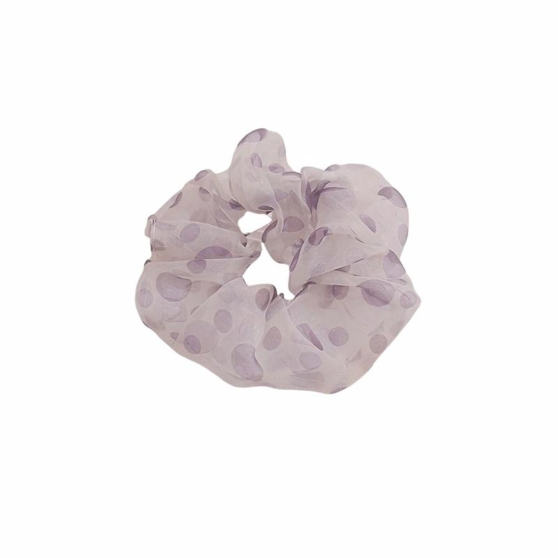 水中玉 紫色波点网纱大肠发圈高弹力耐用发绳扎头发发饰 皮筋 头绳 女款