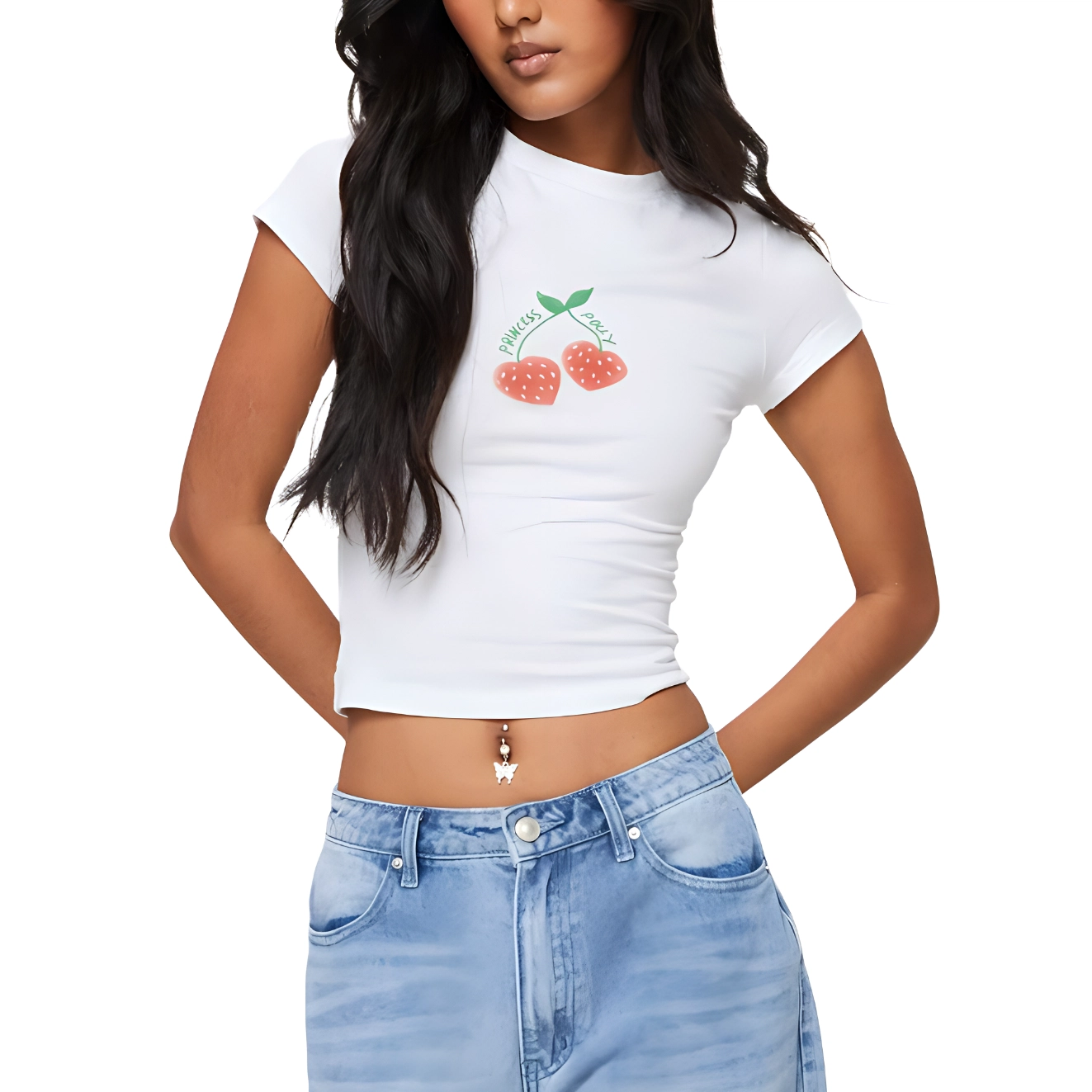PRINCESS POLLY CHERRY ON TOP BABY TEE T WHITE