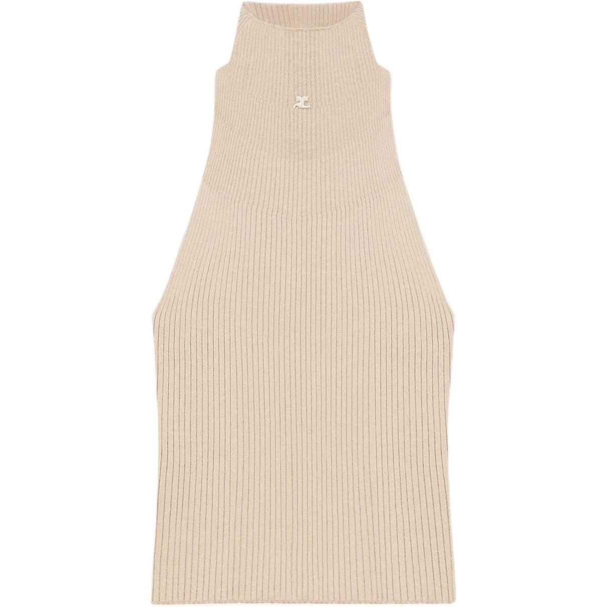 COURREGES SS25 MOCKNECK LIGHT RIB TOP Cappuccino