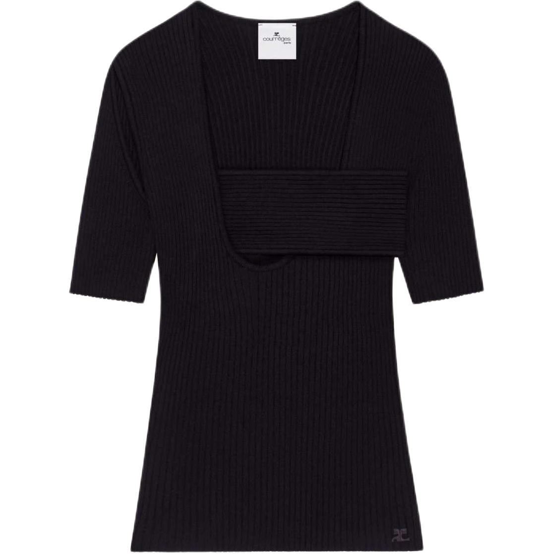 COURREGES SS25 INFINITY RIB KNIT SWEATER T BLACK