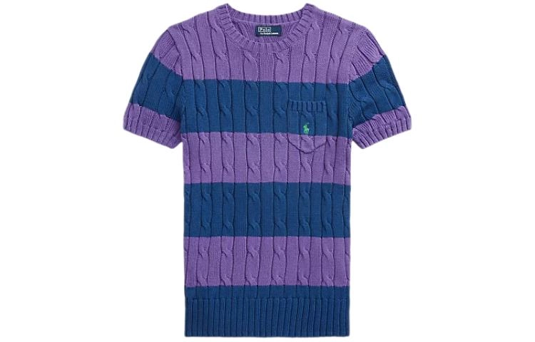 Polo Ralph Lauren Striped Cable-Knit Short-Sleeve Sweater