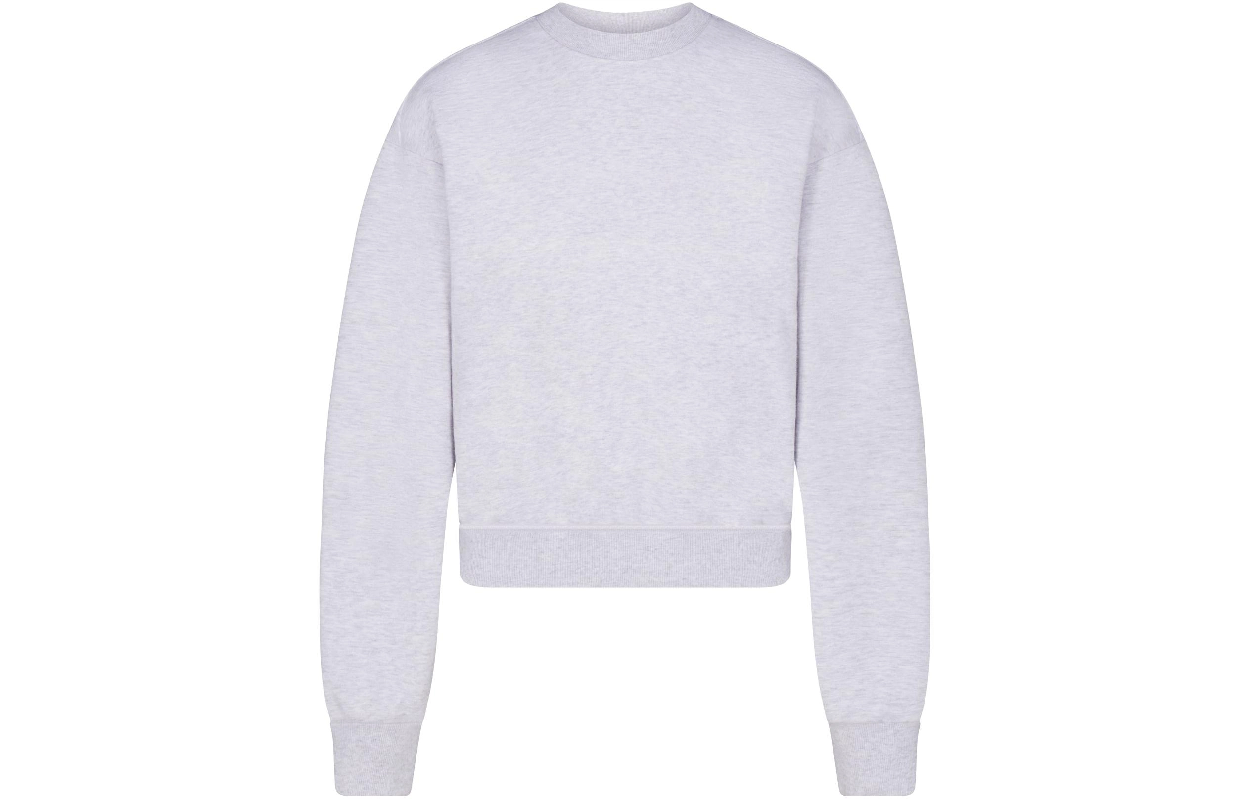 SKIMS COTTON FLEECE CLASSIC CREWNECK LIGHT HEATHER GREY