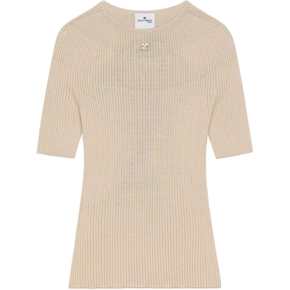 COURREGES SS25 SOLAR LIGHT RIB SWEATER Cappuccino