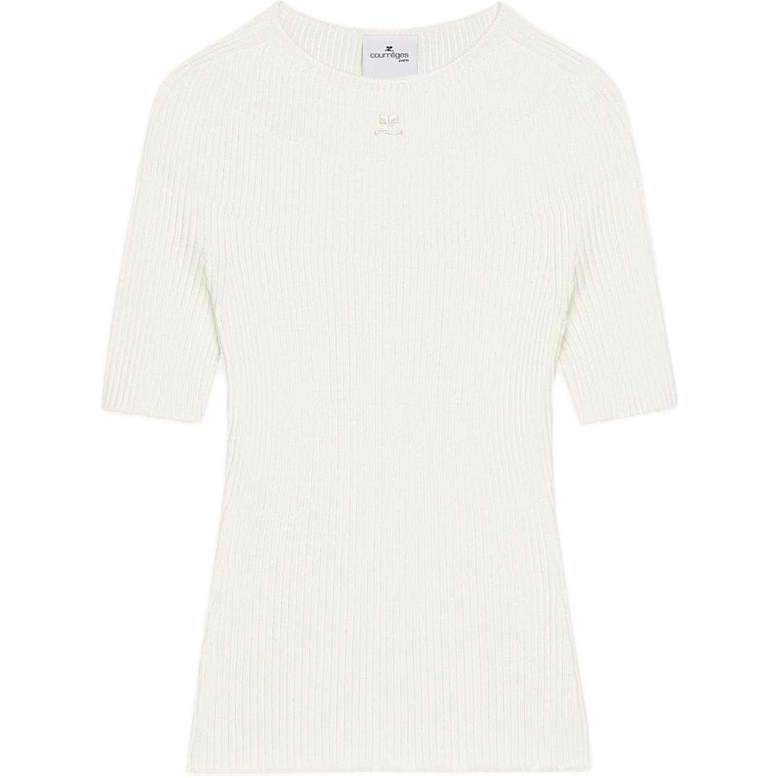 COURREGES SS25 SOLAR LIGHT RIB SWEATER Heritage White