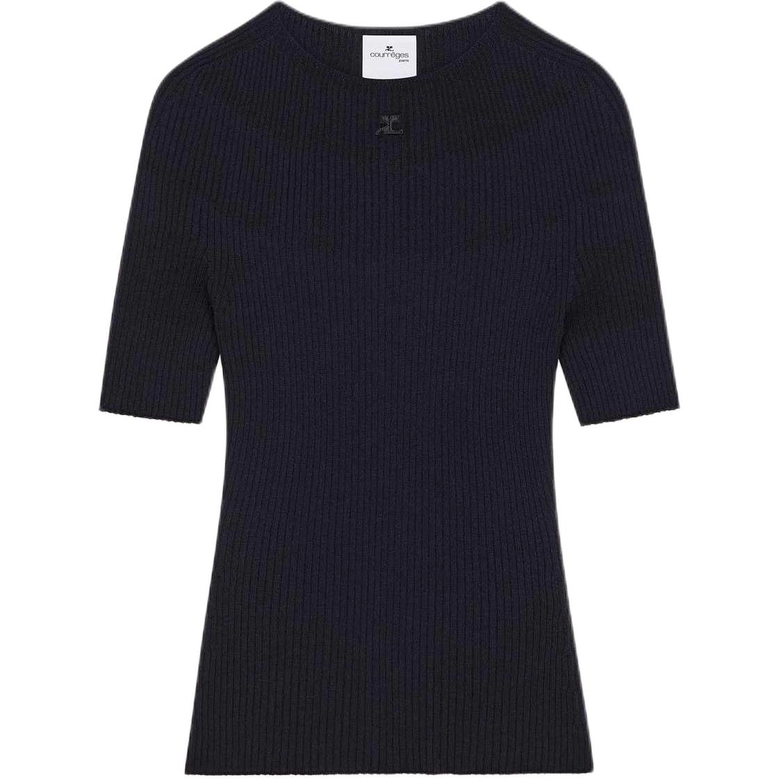 COURREGES SS25 SOLAR LIGHT RIB SWEATER Navy