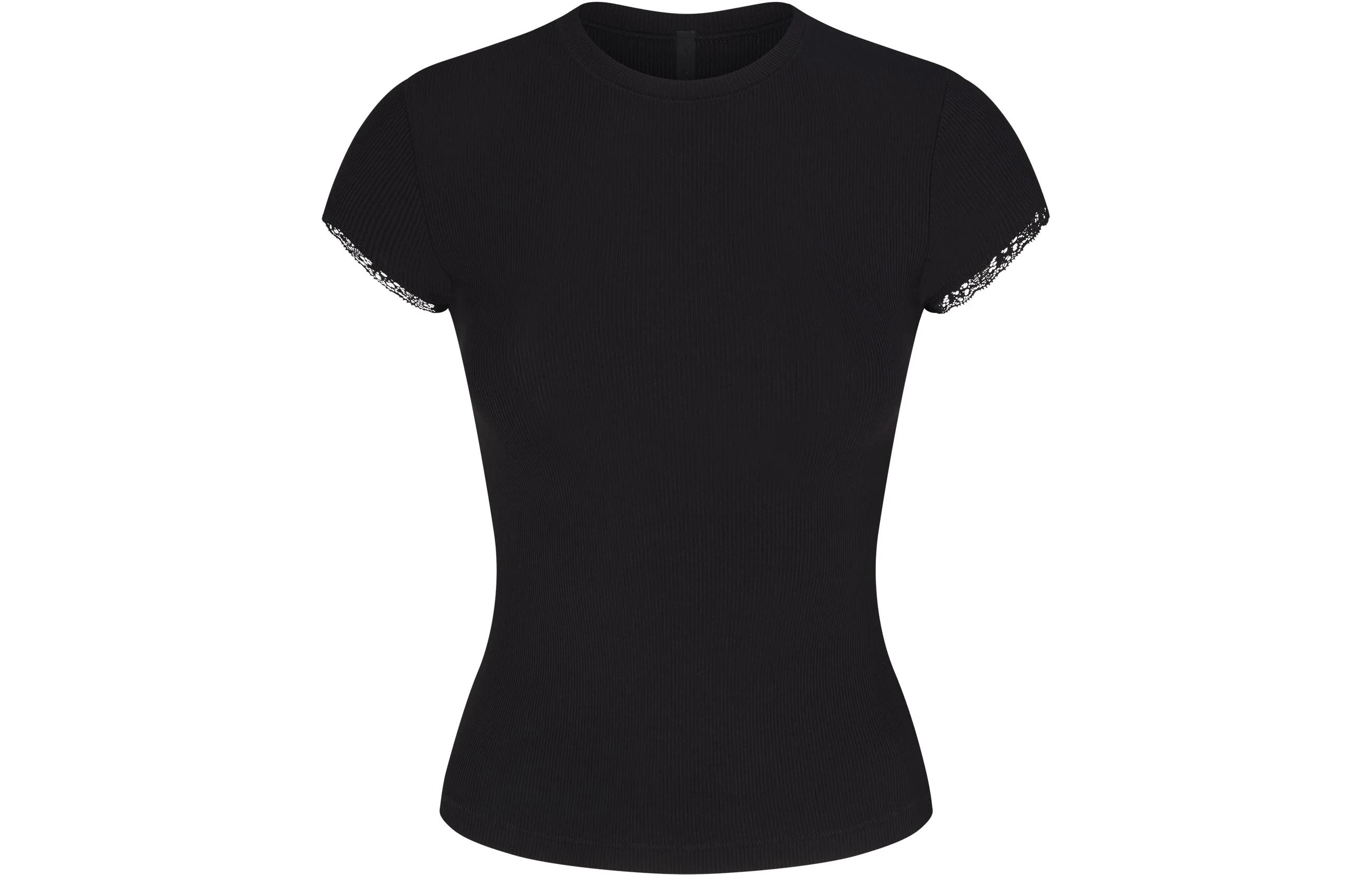 SKIMS SOFT LOUNGE LACE T-SHIRT T ONYX