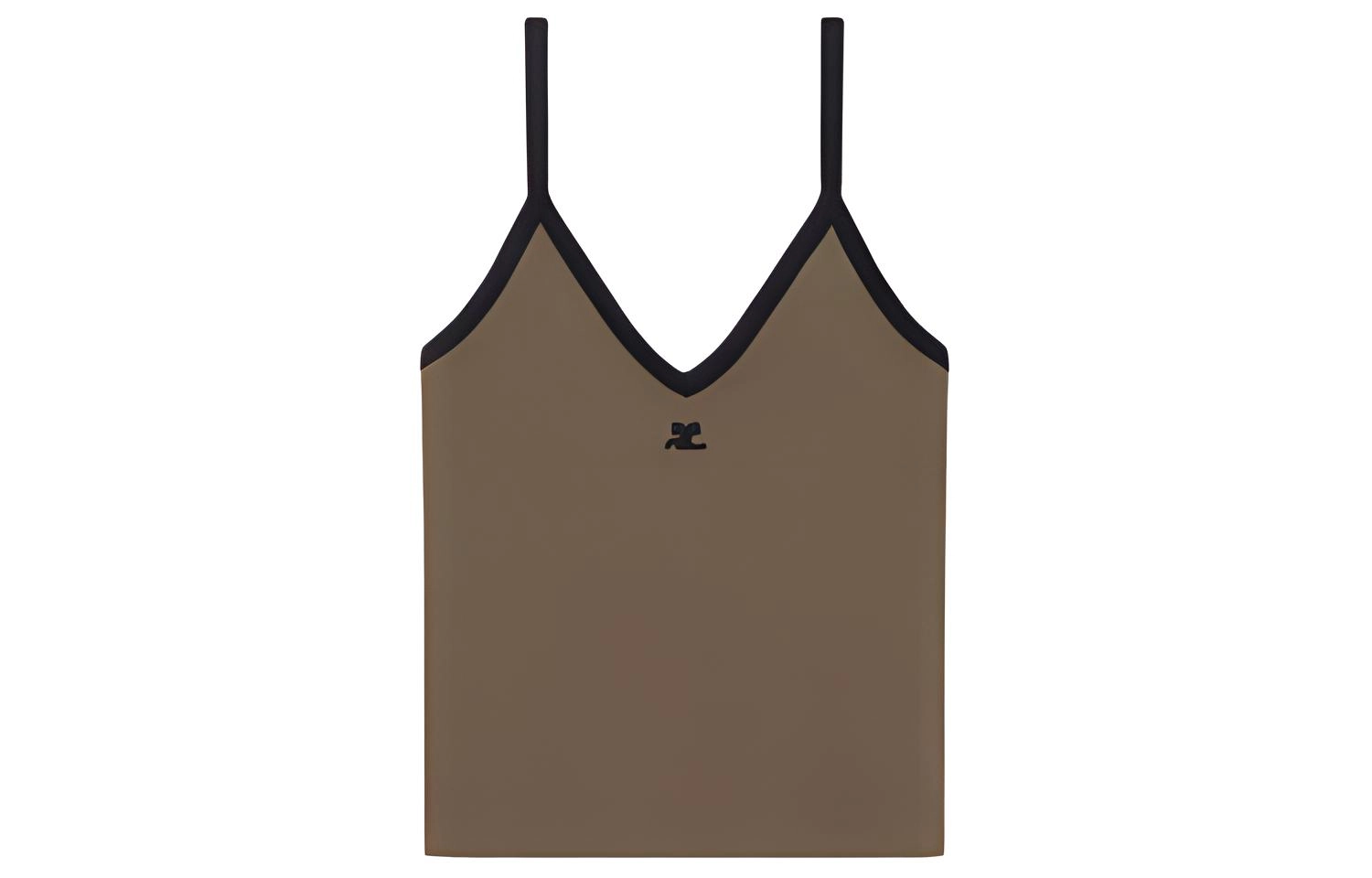 COURREGES SS24 CONTRAST V NECK TANK TOP V Camouflage Green