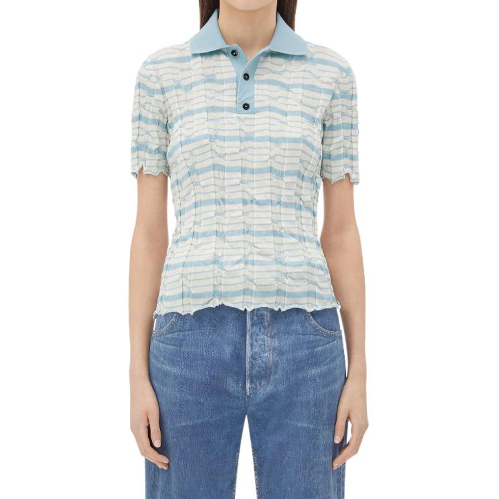 Bottega Veneta Distorted Stripe Cotton Polo Polo
