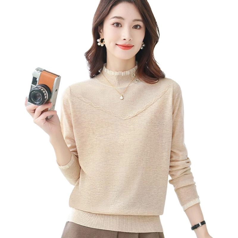 恒源祥 半高领纯色长袖针织衫 女款