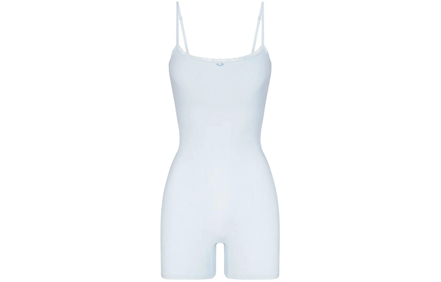 SKIMS SOFT LOUNGE LACE ONESIE CELESTE