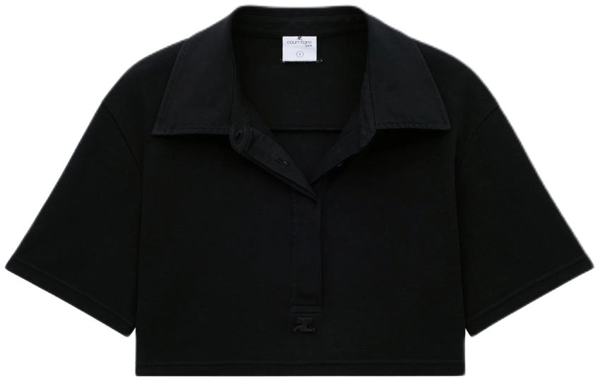 COURREGES SS24 COTTON CROPPED POLO Polo BLACK