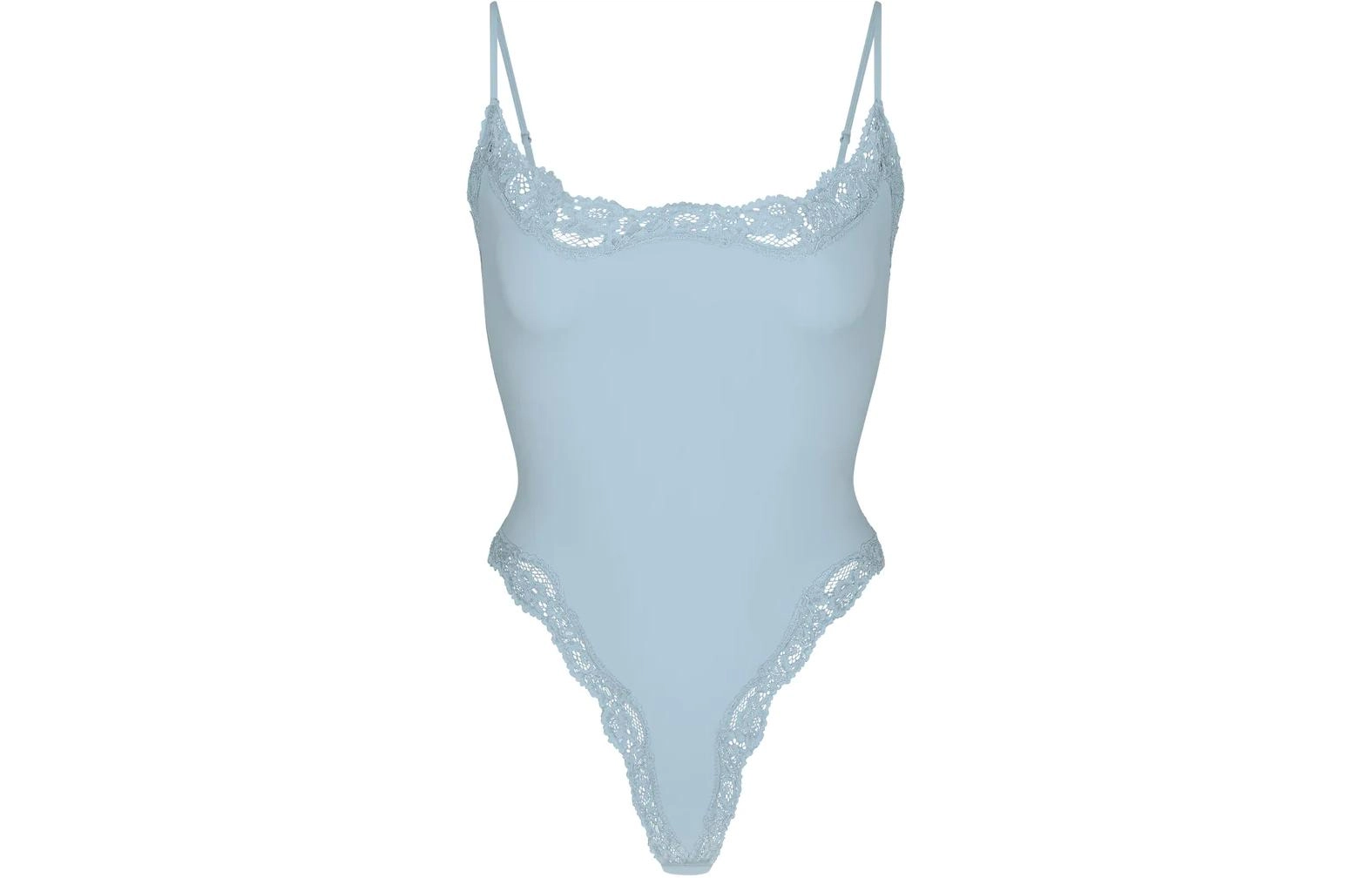 SKIMS FITS EVERYBODY LACE CAMI BODYSUIT DENIM