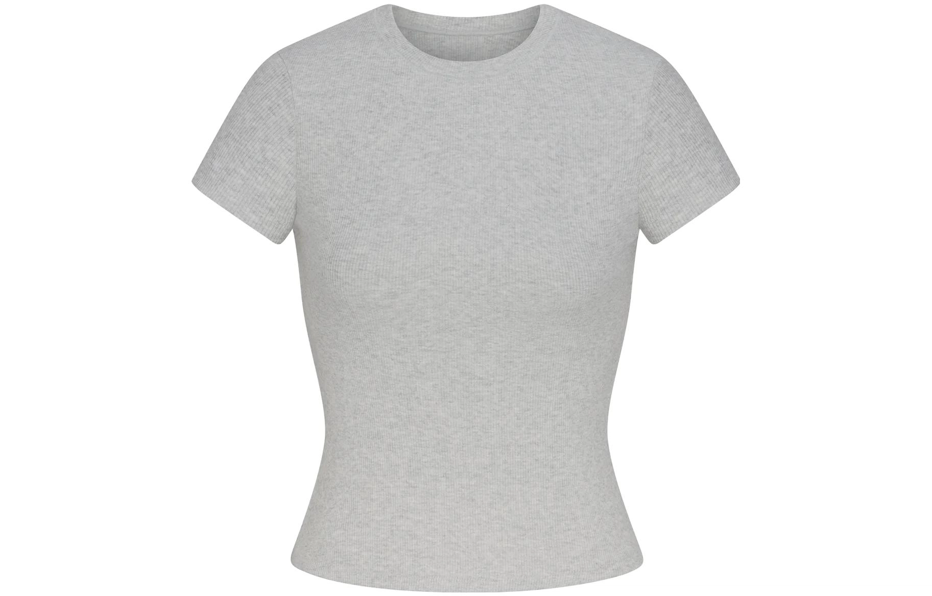 SKIMS COTTON RIB T-SHIRT T LIGHT HEATHER GREY