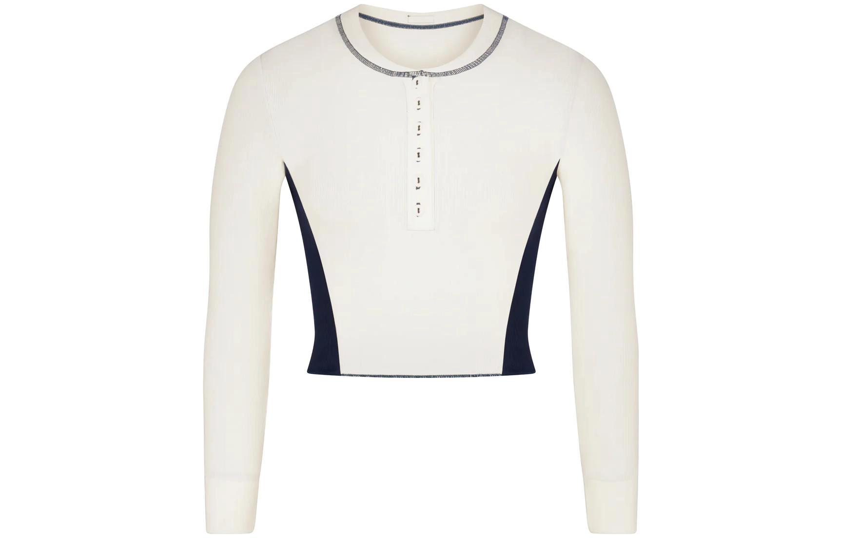 SKIMS COTTON RIB LONG SLEEVE CROP HENLEY