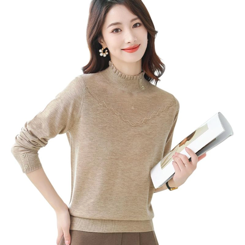 恒源祥 半高领纯色长袖针织衫 女款