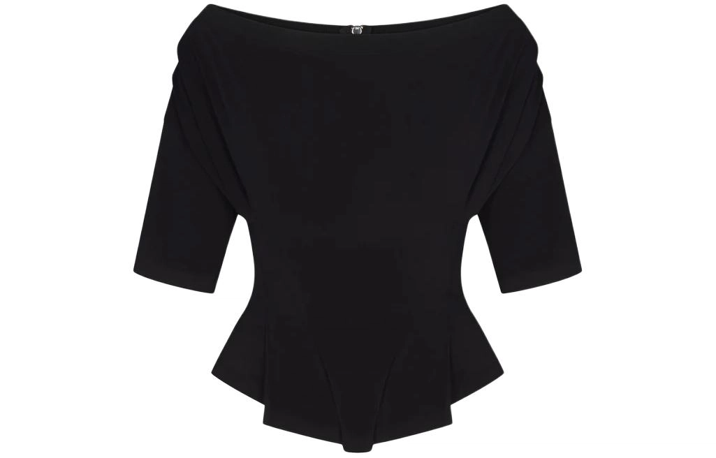 Khy SS24 DROP 005 Off Shoulder Pleated T-shirt T Black