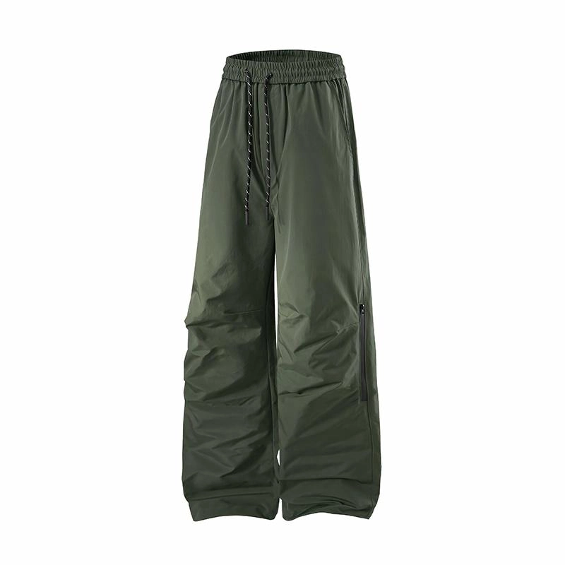 帝狼牛 美式简约纯色口袋褶皱宽松垂感拖地伞兵降落山系户外百搭直筒休闲裤 男女同款