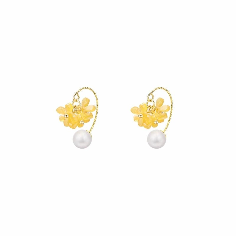 芒果饰品 春季超仙桂花珍珠流苏轻奢高级感 亚克力 耳环 女款