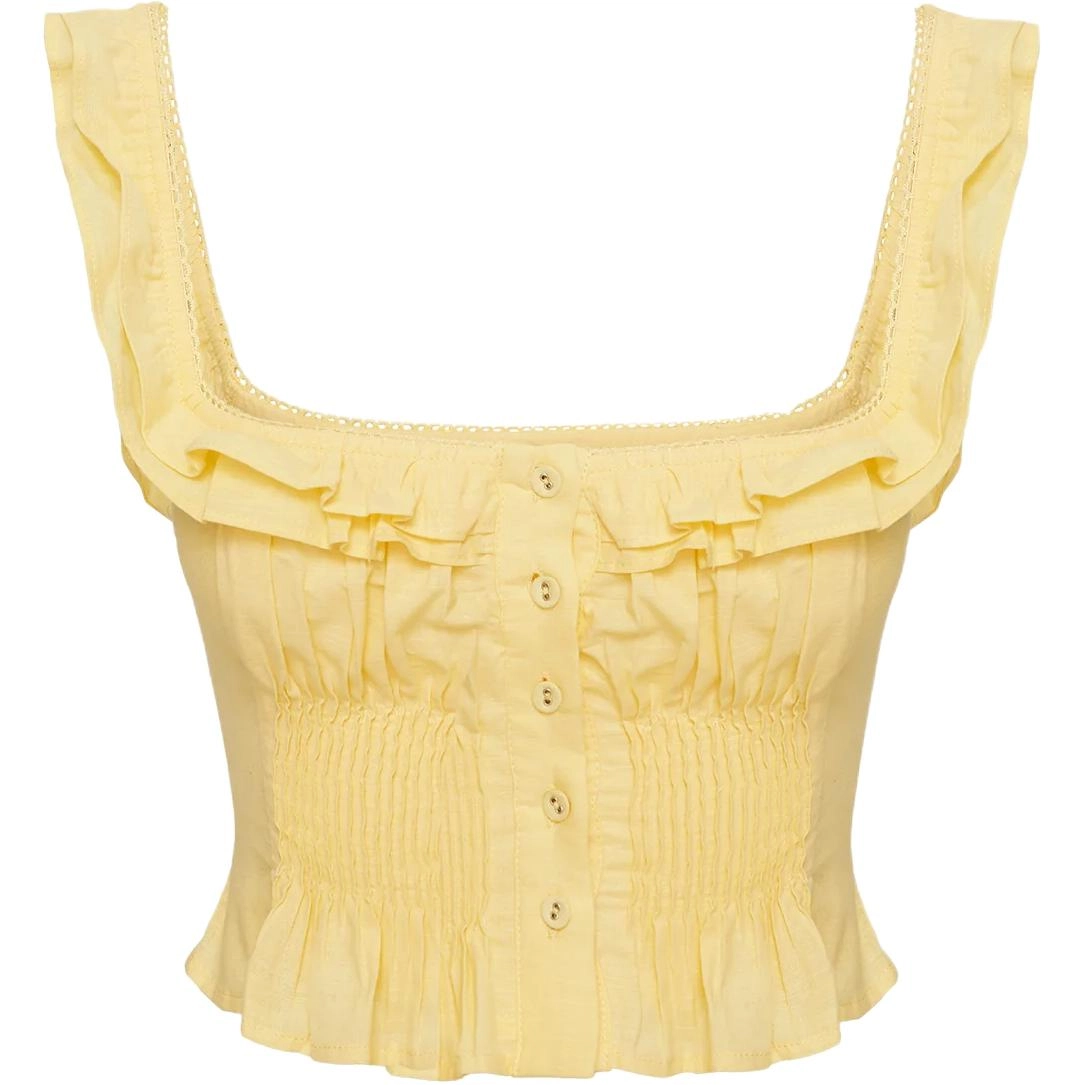 PRINCESS POLLY ISADORIA FRILL TOP YELLOW
