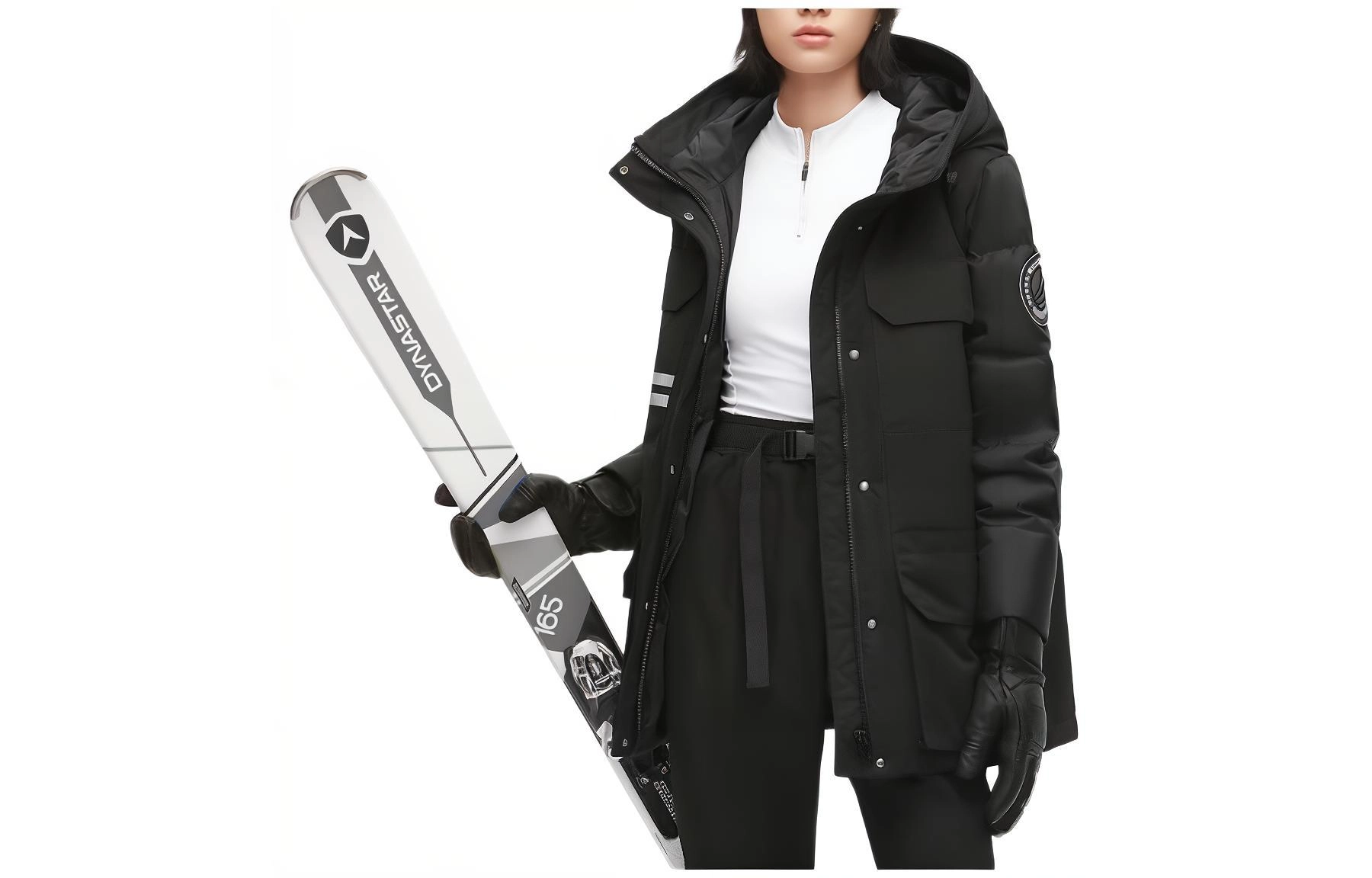 波司登 纯色连帽防风工装风中长款拉链休闲羽绒服 女款