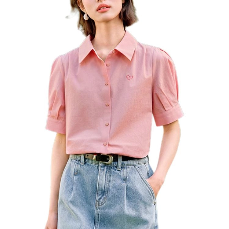 茵曼 翻领休闲短袖衬衫 女款