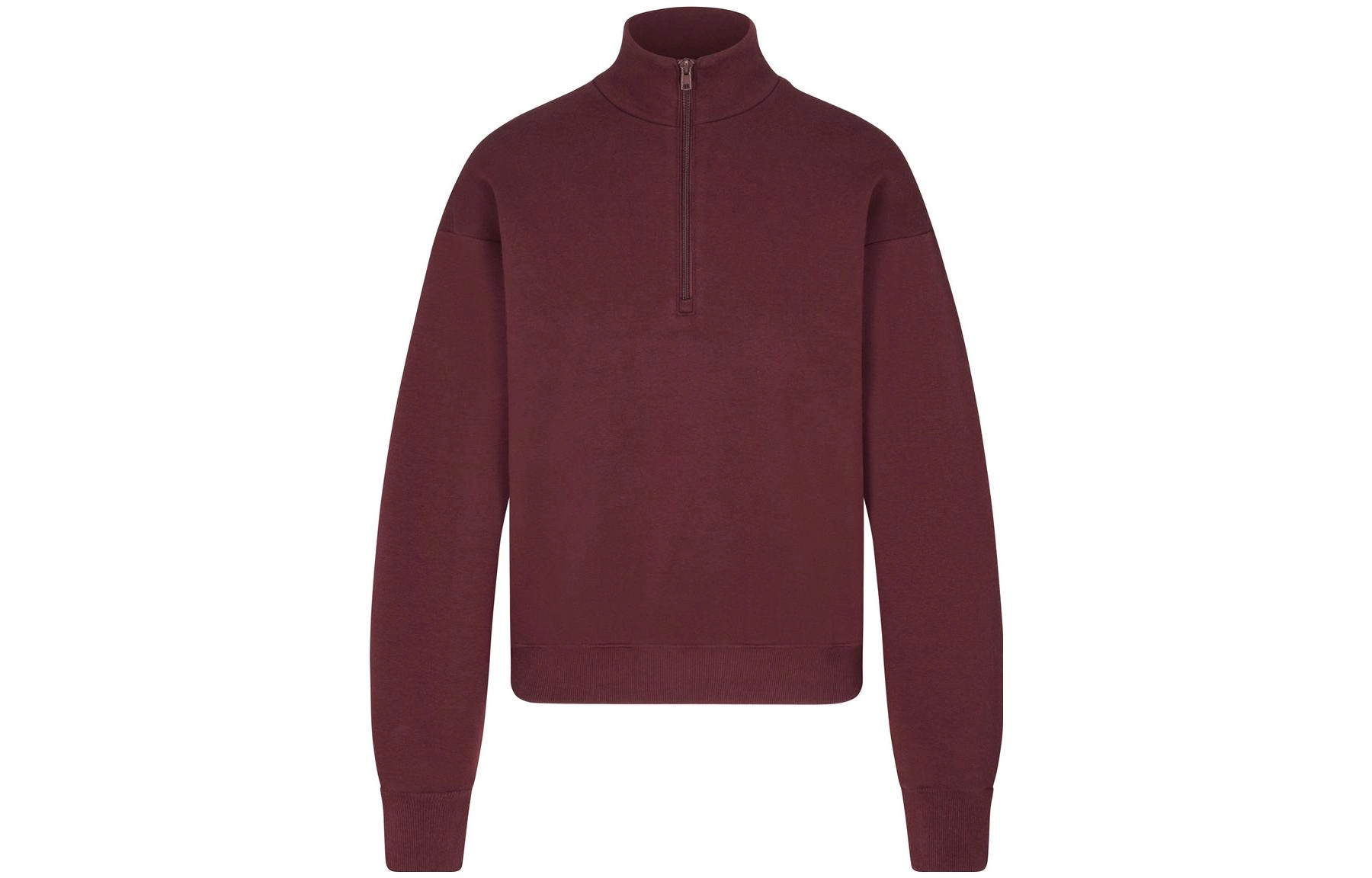 skims COTTON FLEECE CLASSIC QUARTER ZIP PULLOVER OXBLOOD