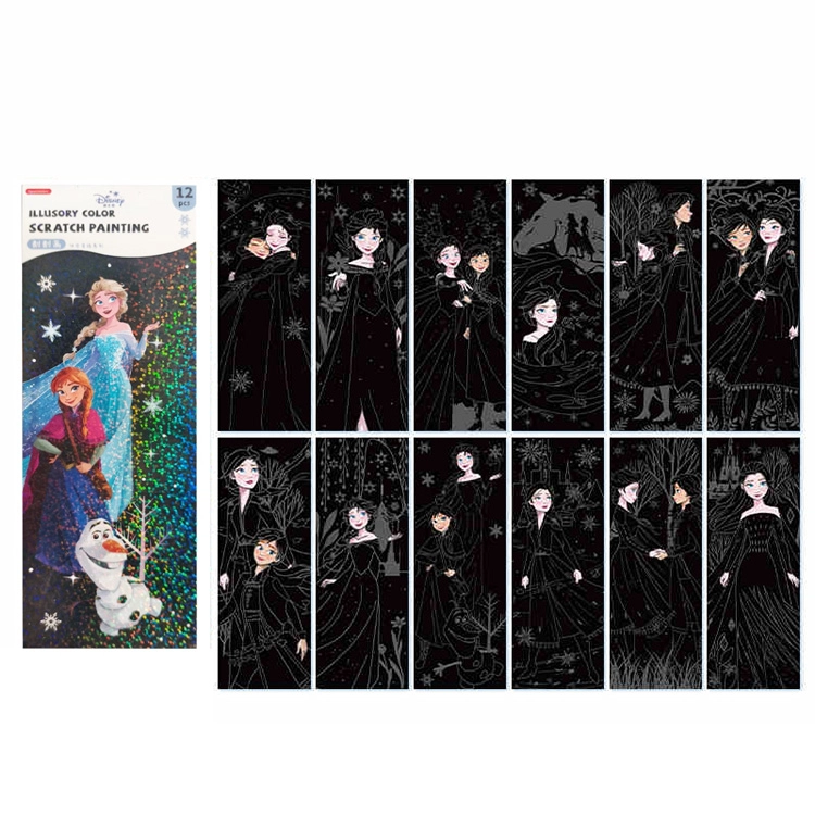 古部 冰雪奇缘刮刮画 彩色刮画 书签画 玩具