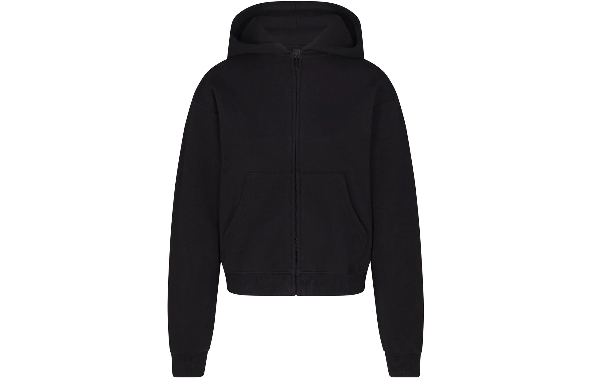 SKIMS COTTON FLEECE CLASSIC ZIP UP HOODIE ONYX