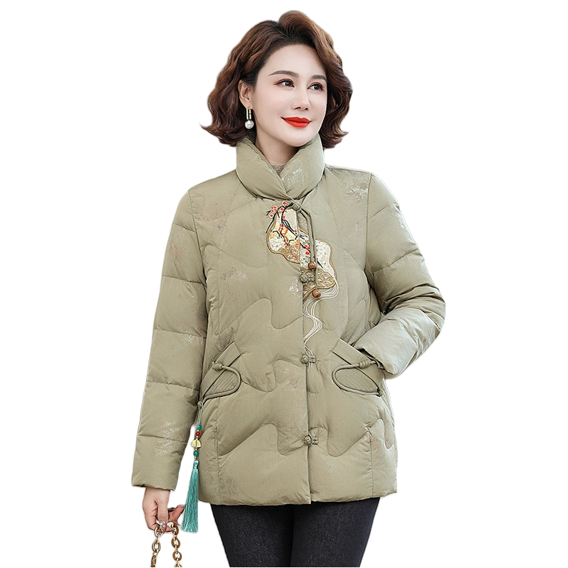雅鹿 新中式妈妈装国风中老年厚外套羽绒服 女款