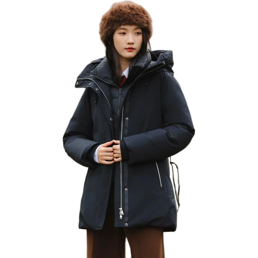 羽物 登山户外骑行连帽纯色长袖羽绒服 女款