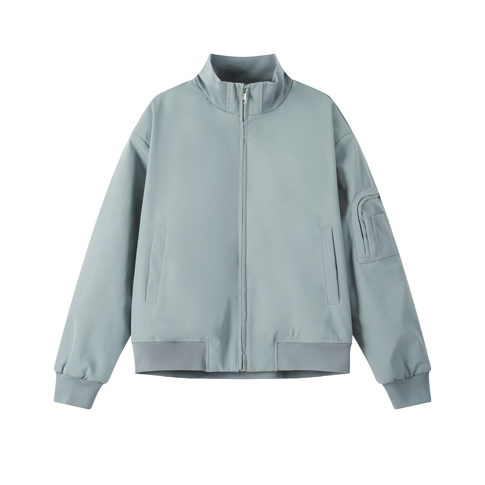 哲源 大码纯色工装口袋机能风立领防风宽松飞行服空军显瘦廓形直筒百搭夹克外套 男女同款