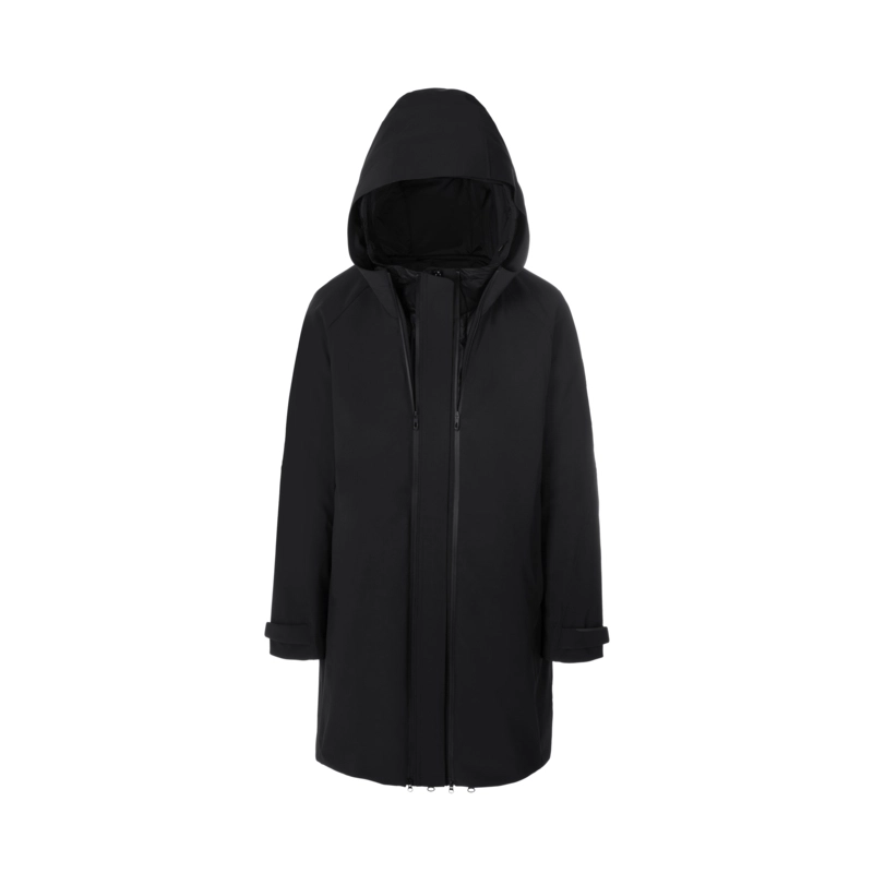 波司登 纯色三合一连帽立领中长款羽绒服外套 女款 白桦色