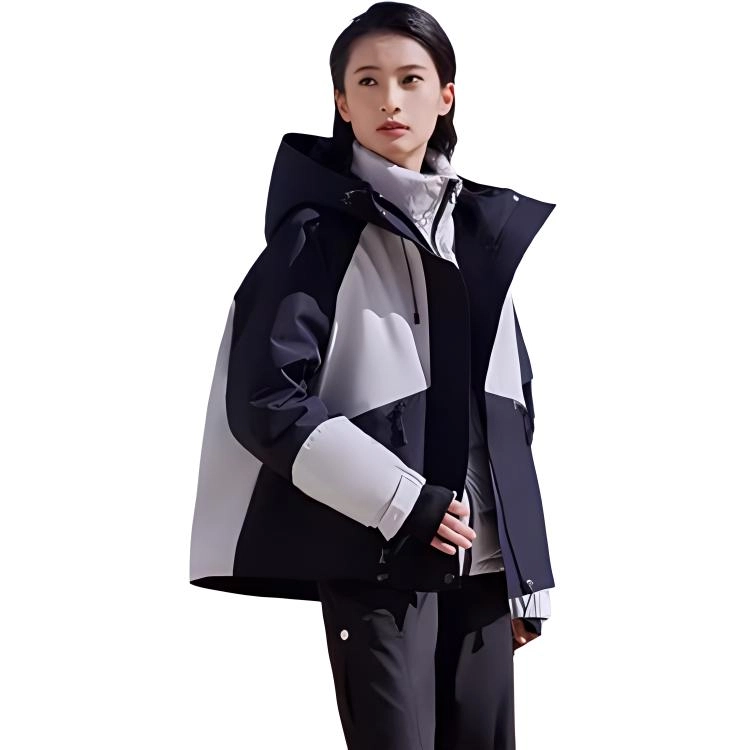 鸭鸭 拼接一衣三穿连帽保暖舒适长袖羽绒服 女款