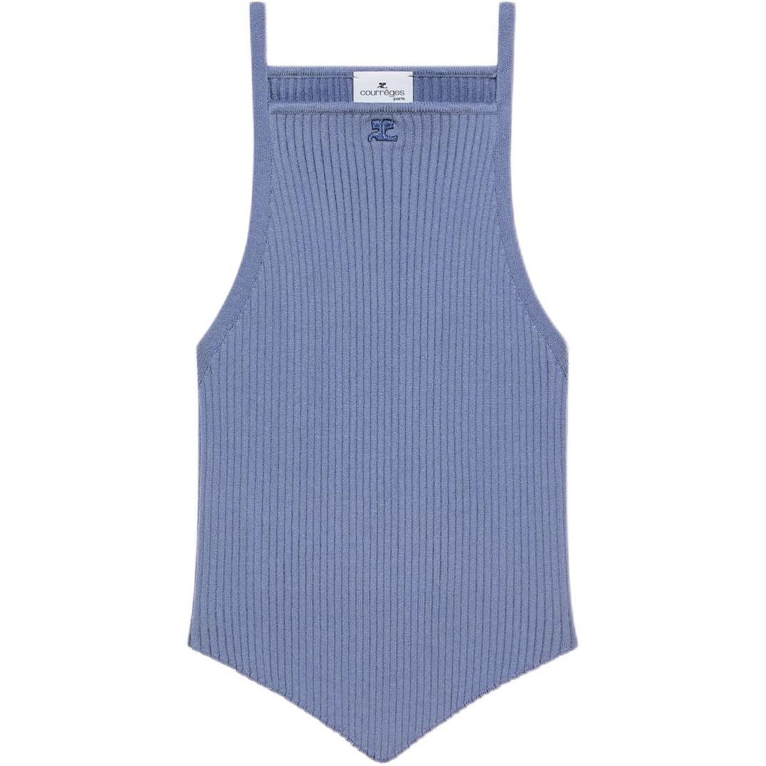 COURREGES SS25 POINTY RIB KNIT TANK TOP Dusk Blue
