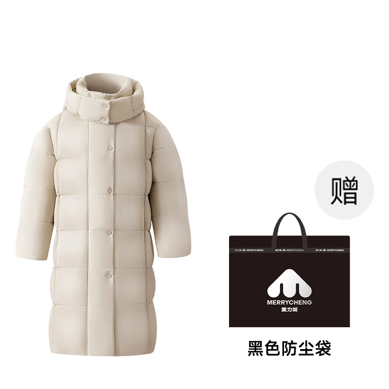 美力城 时尚超轻鹅绒修身显瘦升温长款羽绒服 女