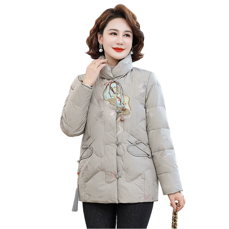 雅鹿 新中式妈妈装国风中老年厚外套羽绒服 女款