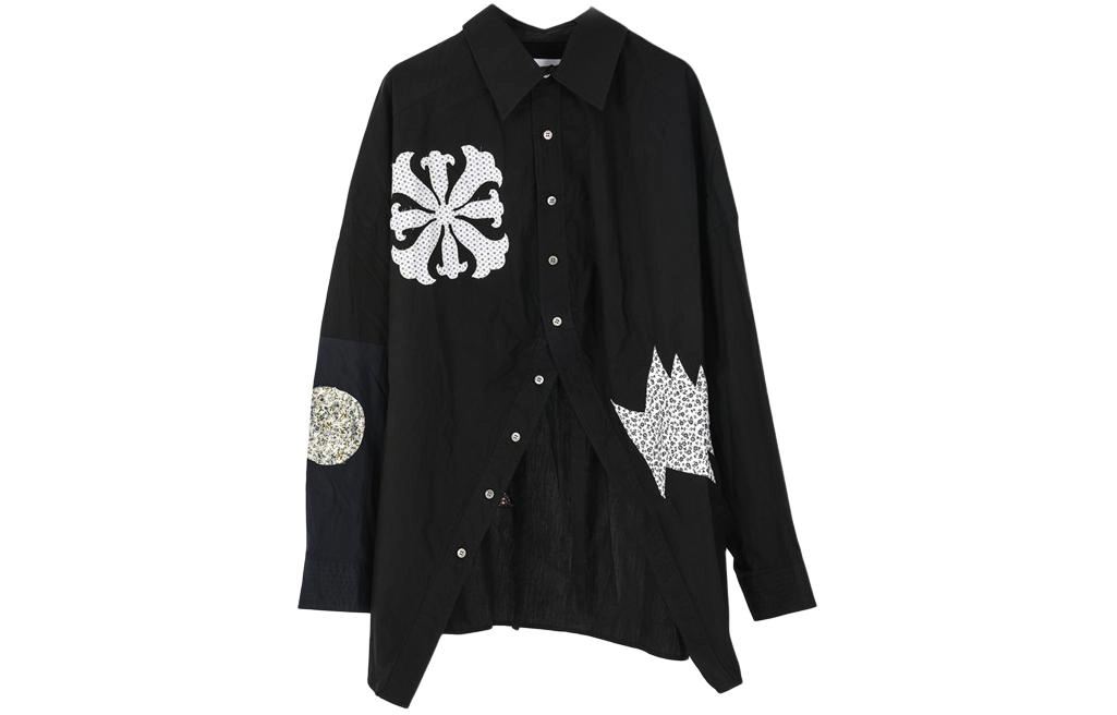 AMBUSH OFF SHOULDER PATCHWORK SHIRT