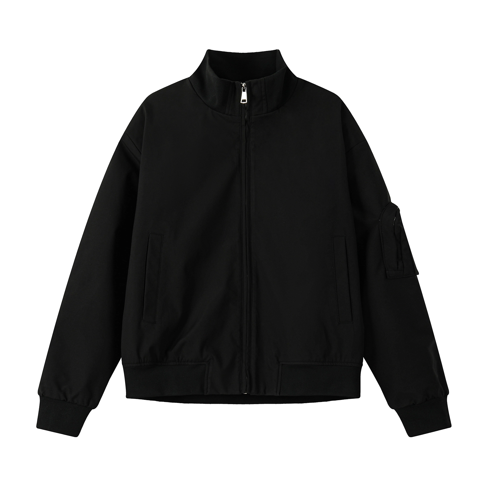 哲源 大码纯色工装口袋机能风立领防风宽松飞行服空军显瘦廓形直筒百搭夹克外套 男女同款