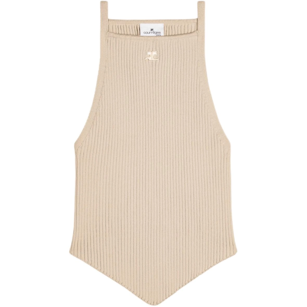 COURREGES POINTY RIB KNIT TANK TOP Cappuccino