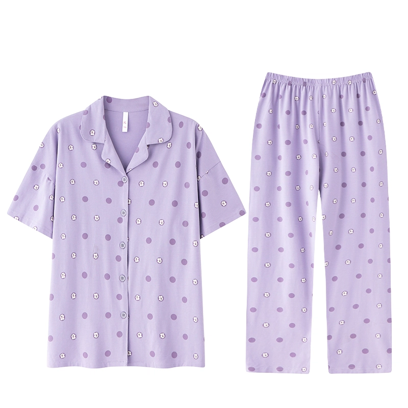 怀尔蔚 亲肤透气短袖长裤家居服舒适睡衣套装 女款