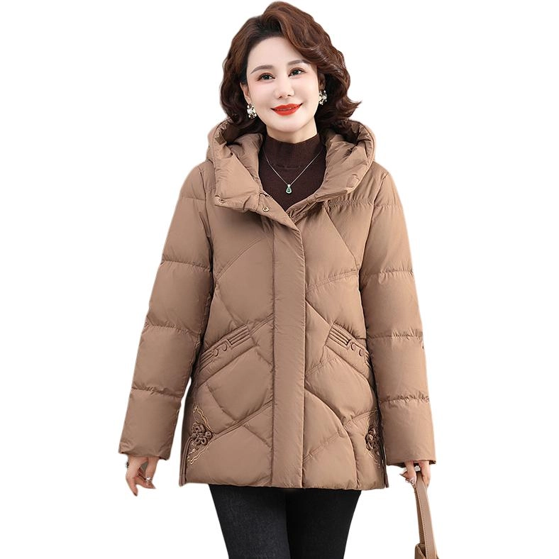 雅鹿 时尚百搭纯色拉链连帽长袖羽绒服 女款