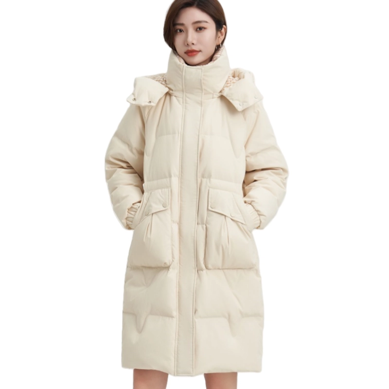 雅鹿 时尚经典纯色长款舒适保暖抗寒连帽防风防冻羽绒服 女款