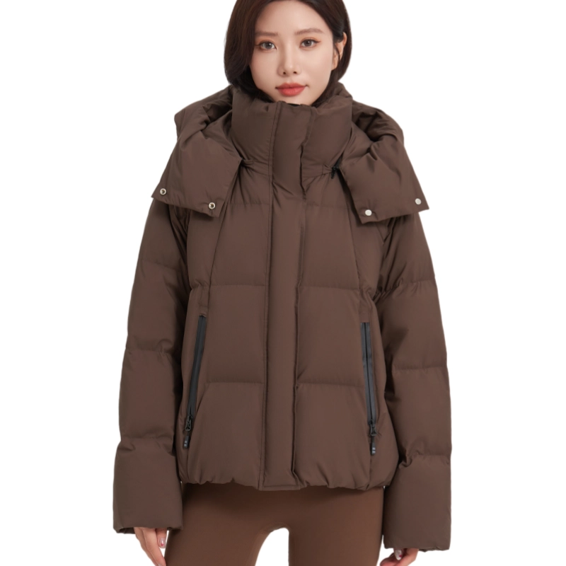 雅鹿 加厚保暖抗寒纯色极简可拆卸连帽舒适防风羽绒服 女款