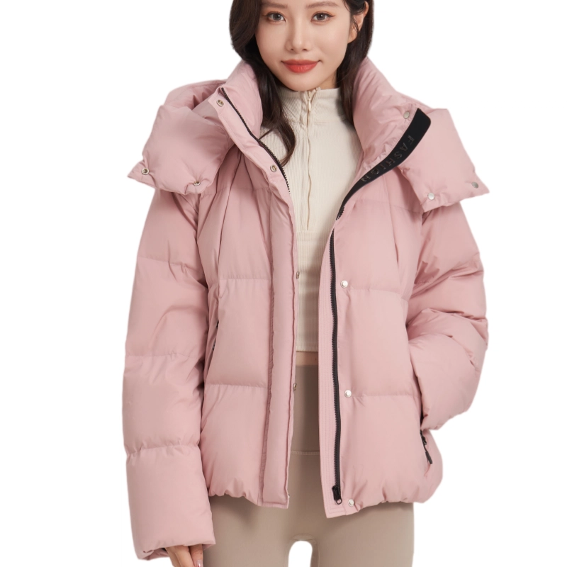 雅鹿 加厚保暖抗寒纯色极简可拆卸连帽舒适防风羽绒服 女款