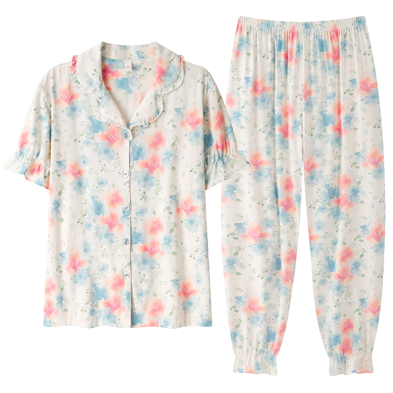 顶瓜瓜 短袖长裤甜美休闲舒适简约家居服睡衣套装 女款